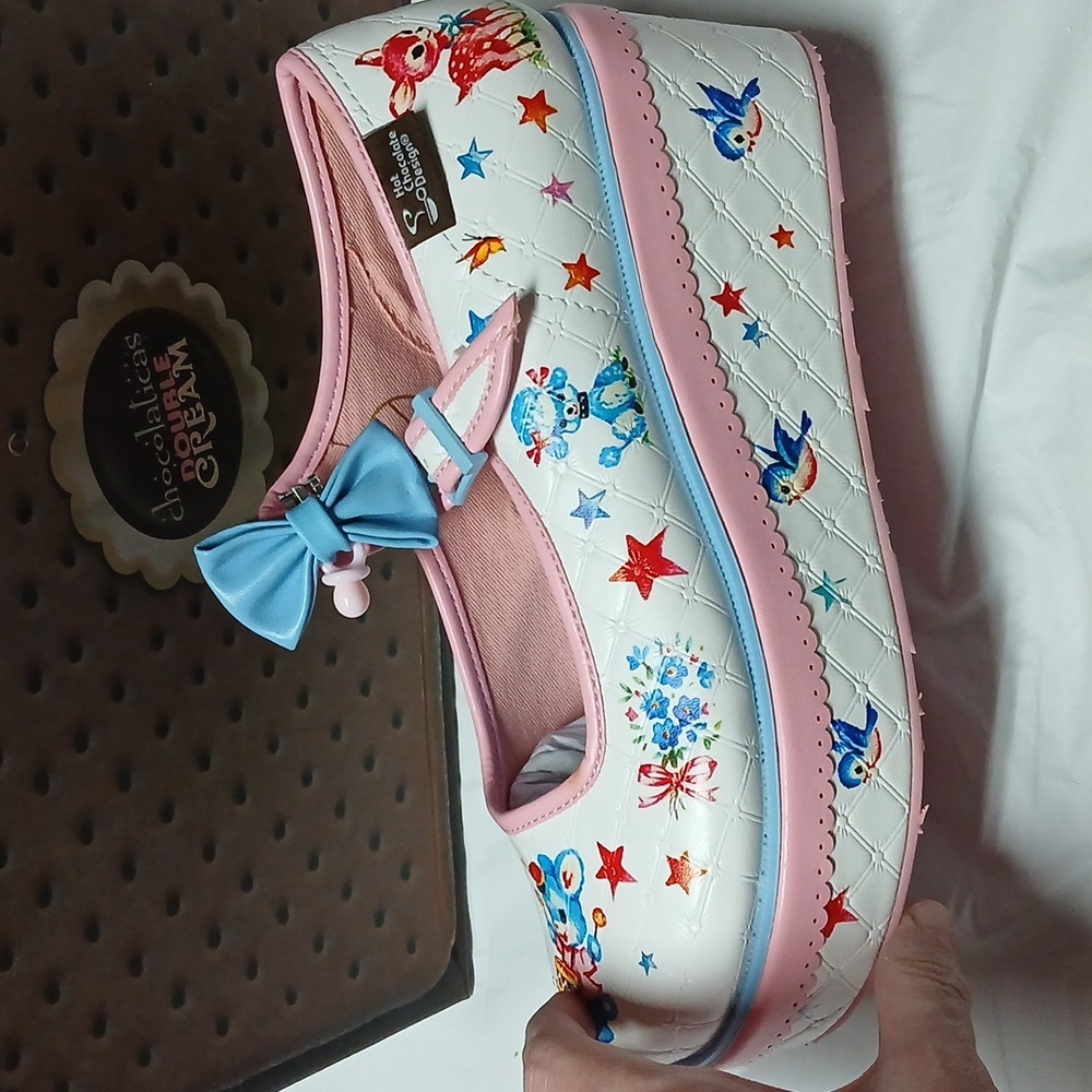 Hot Chocolate Design Chocolaticas Kitschy Blanket Platform Mary Janes RARE Sz 7 - Picture 5 of 16